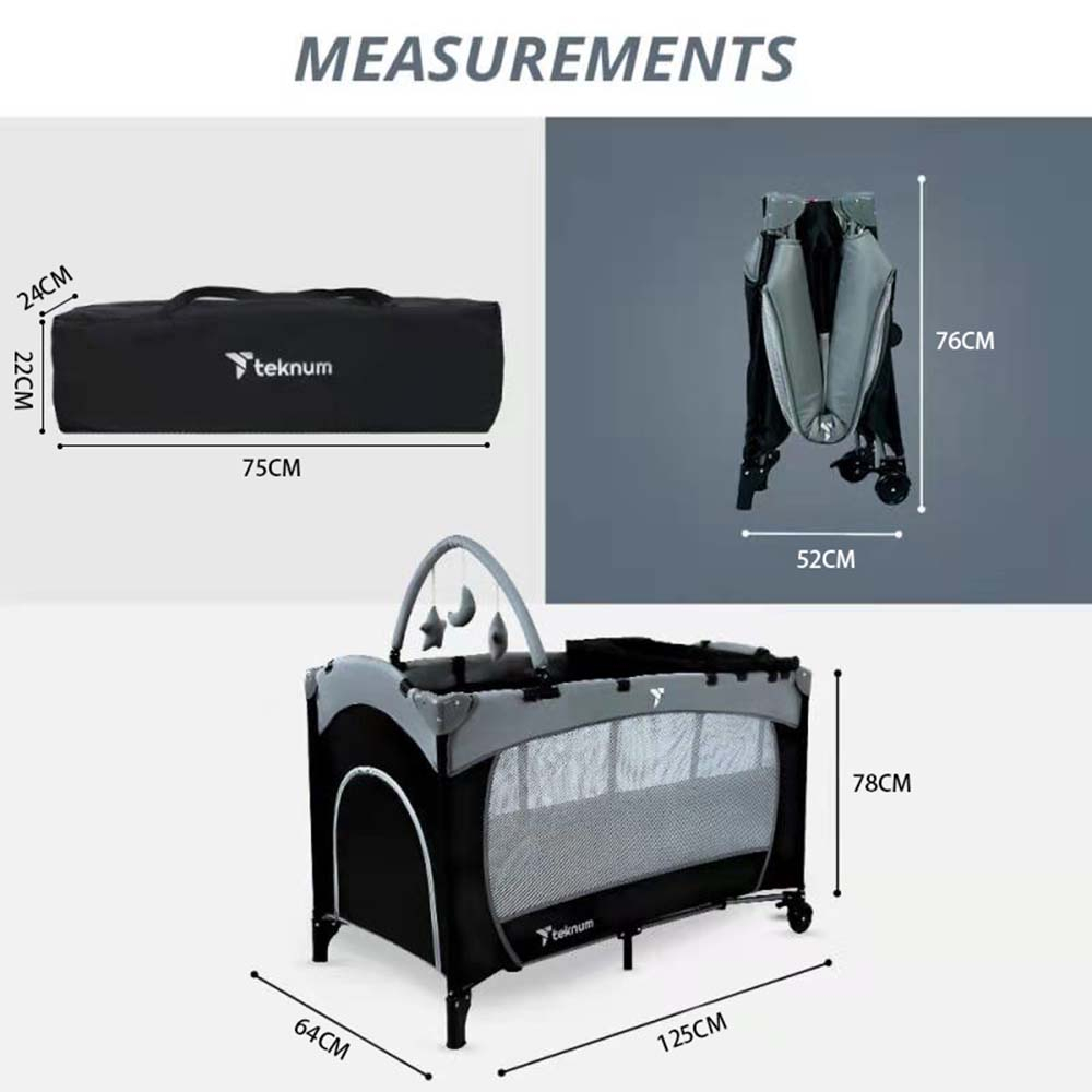 Teknum Explorer Playard and Cot Grey Buy at Best Price from Mumzworld