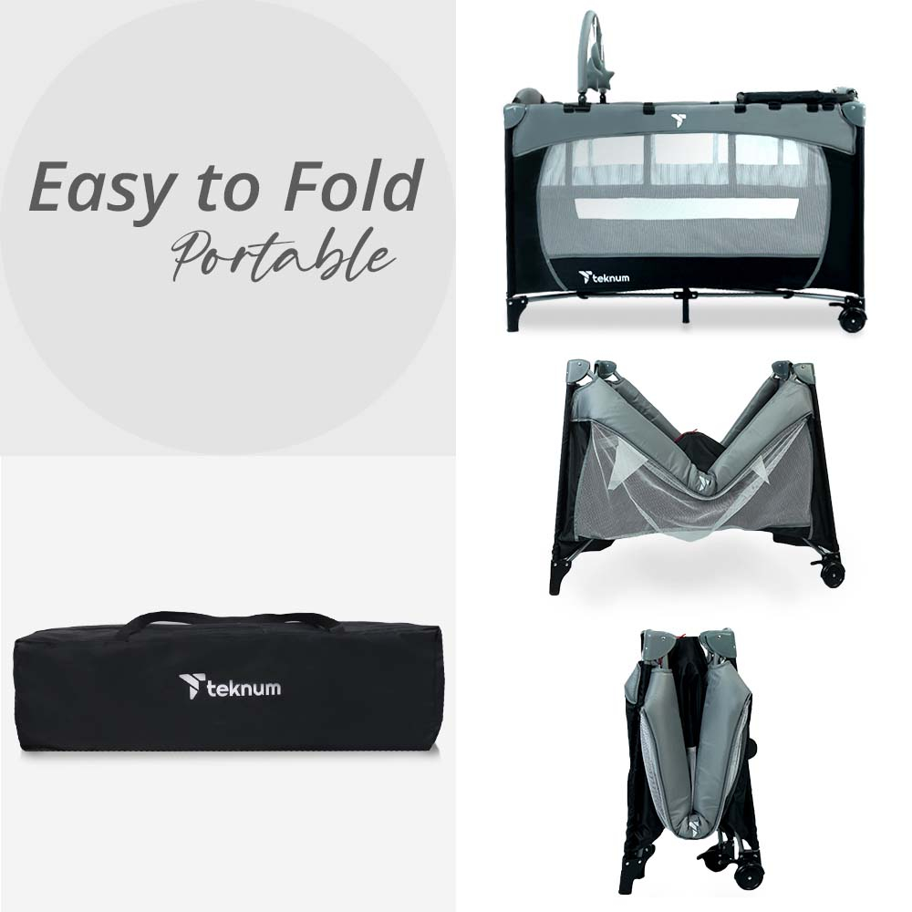 Teknum Explorer Playard and Cot Grey Buy at Best Price from Mumzworld