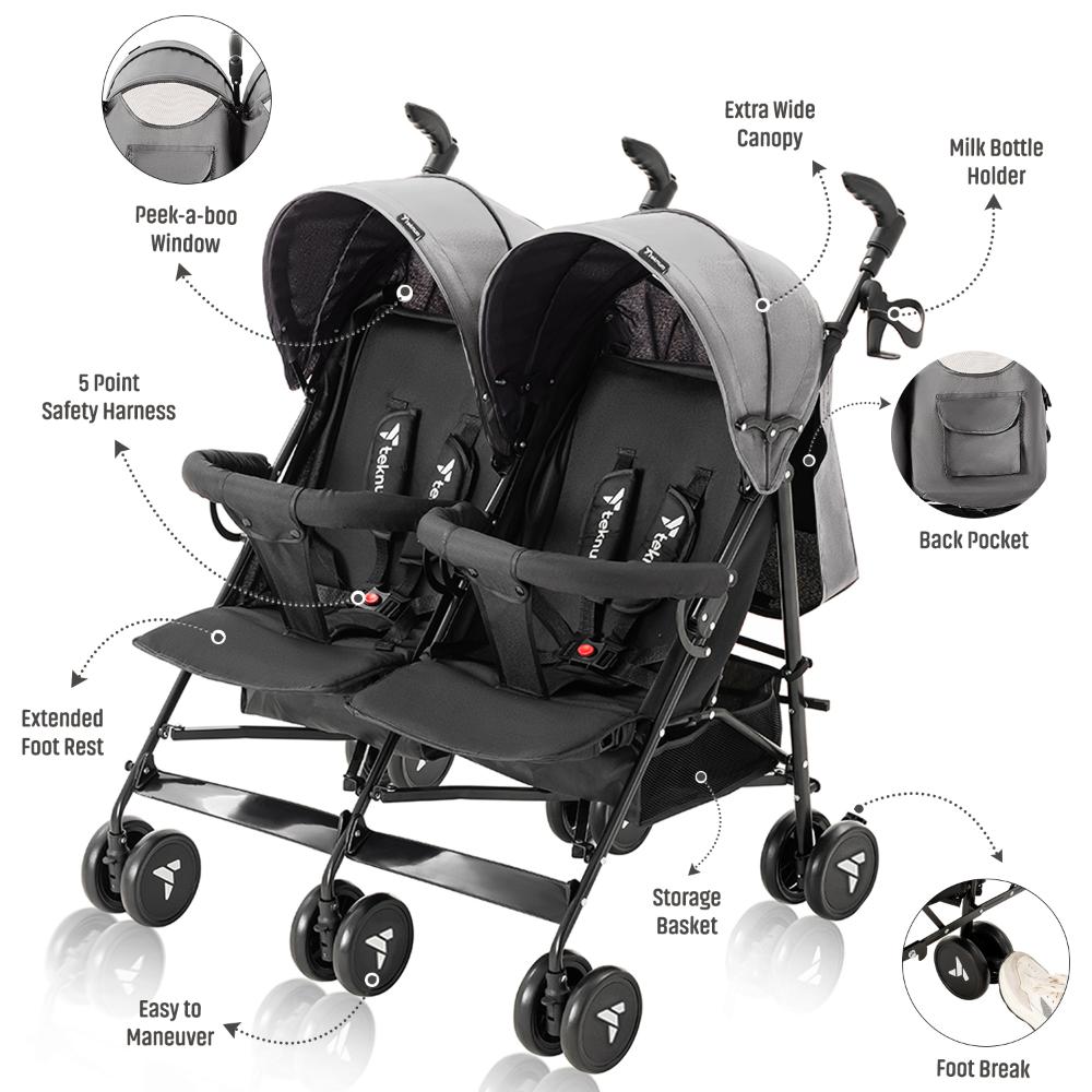 Teknum - Fellow Twin Stroller - Grey