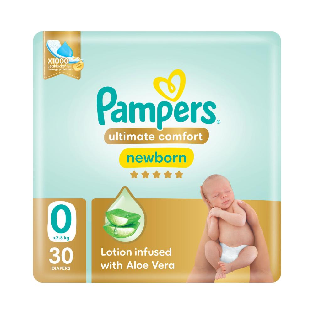 Pampers Premium Care Newborn Taped Diapers - Size 0, < 2.5kg - 30 Diapers
