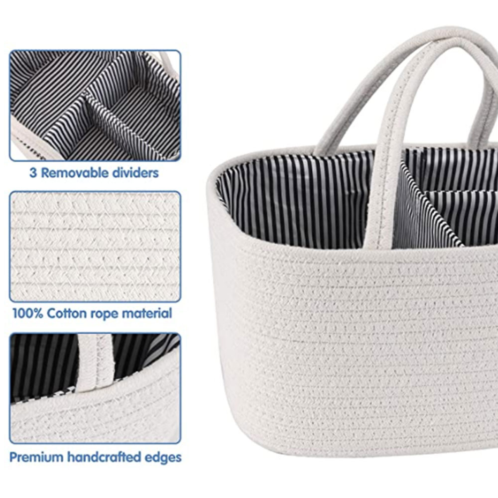 Bumble & Bird - Cotton Rope Diaper Caddy & Nursery Organizer - White