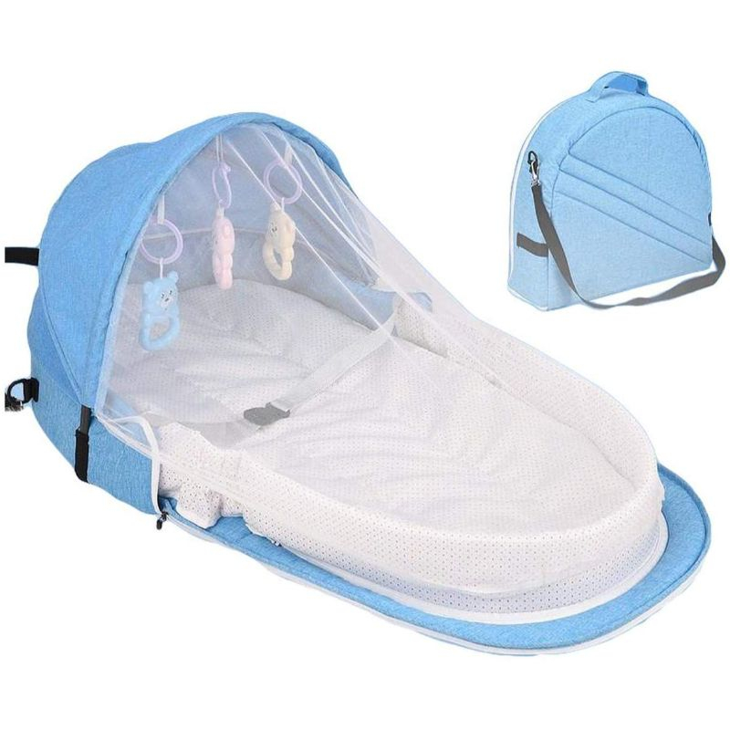 Star Babies Multi-Function Portable Baby Bed with Mosquito Net Blue