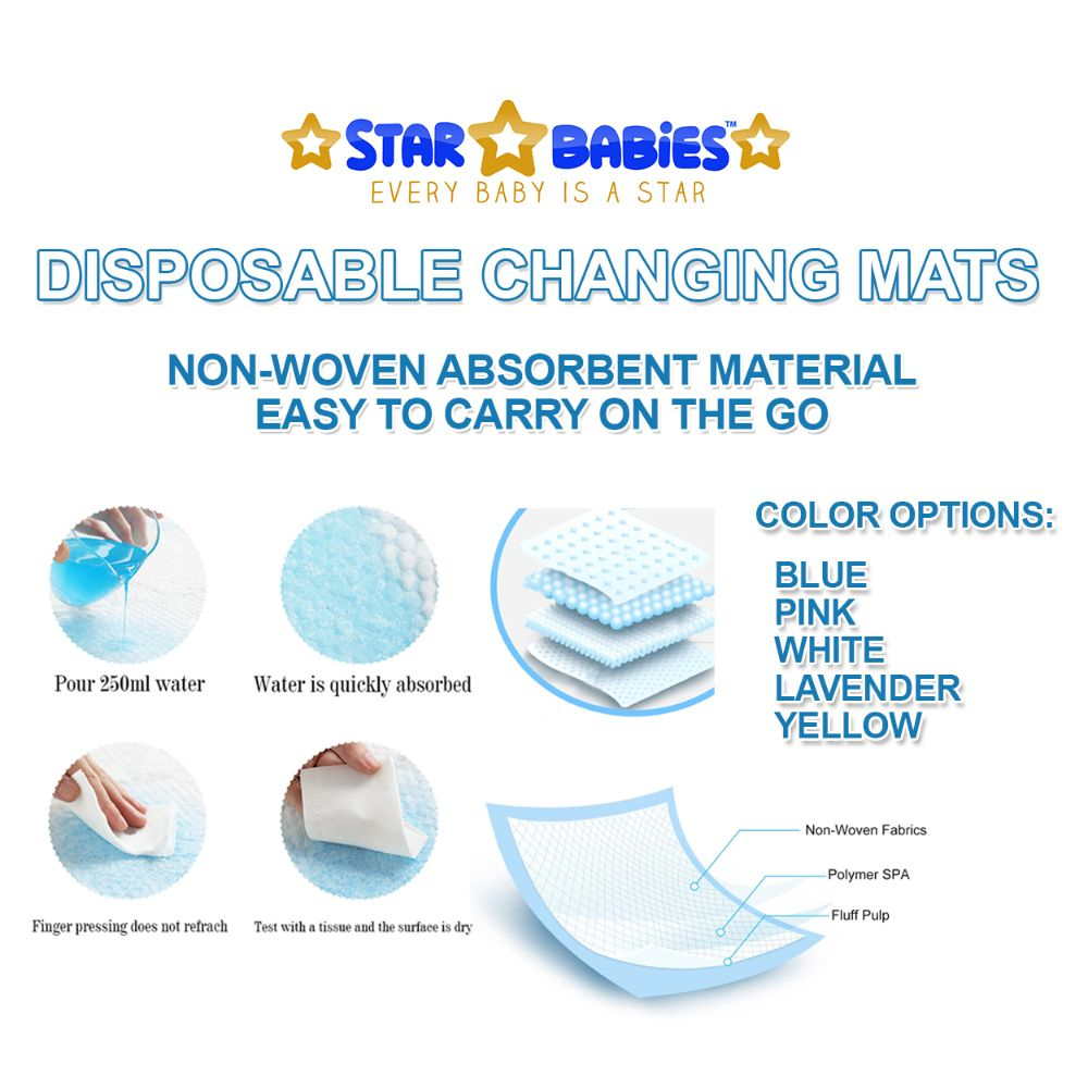 Star Babies - Disposable Changing Mats White 100Pcs with 1pc - Color May Vary - Kids Reusable Mask