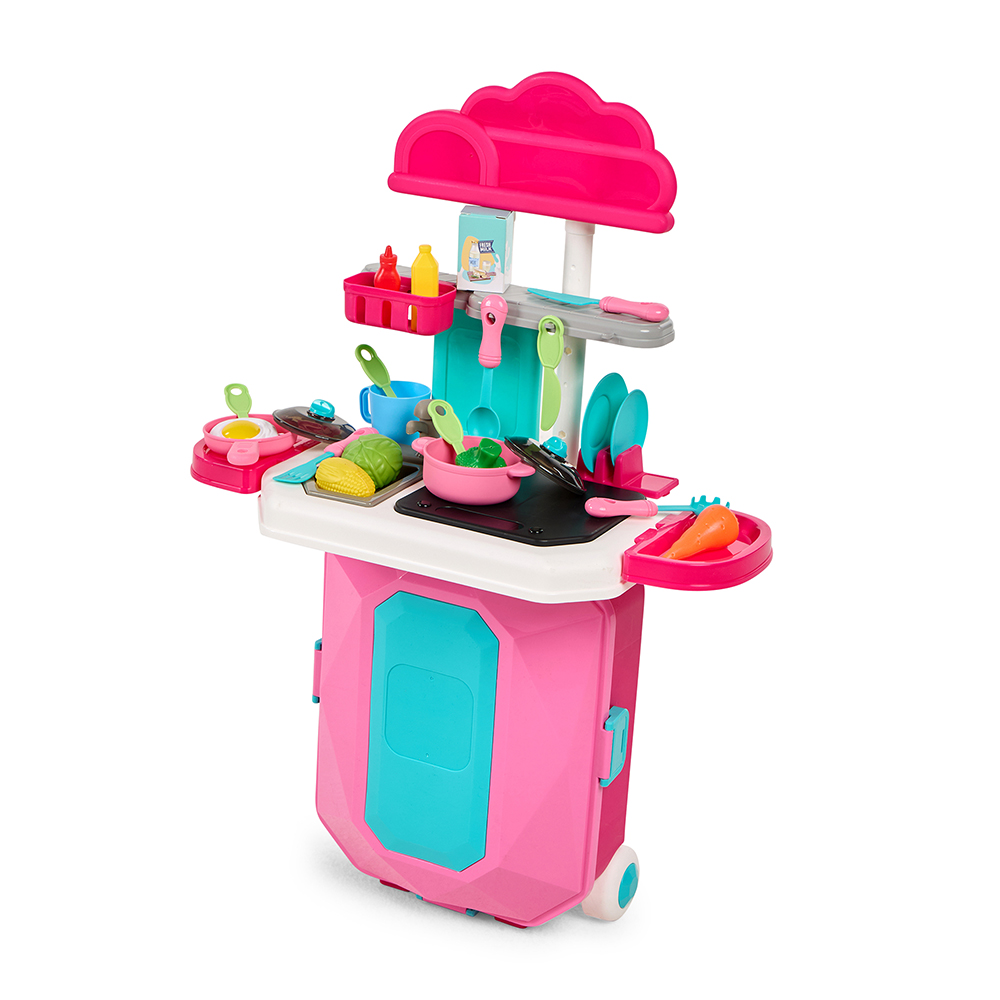 Little Learners Kitchen Set in Large Diamond Box - Pink - 18 Pc Set