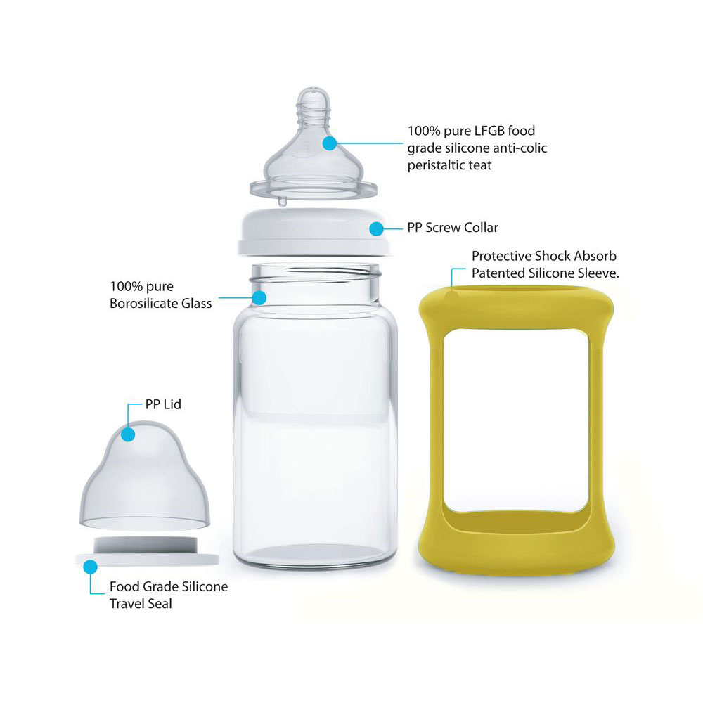 تشيرب بيبي رضاعة أطفال عنق عريض 150 مل أصفر