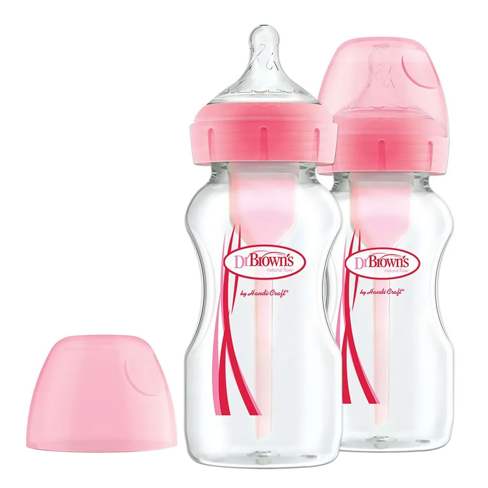 Dr. Brown's Polypropylene Wide-Neck Options+ Bottle - Pack of 2 - 270ml - Pink