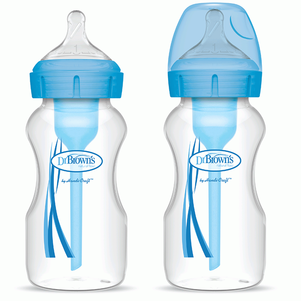 Dr. Brown's Polypropylene Wide-Neck Options+ Bottle - Pack of 2 - Blue - 270ml