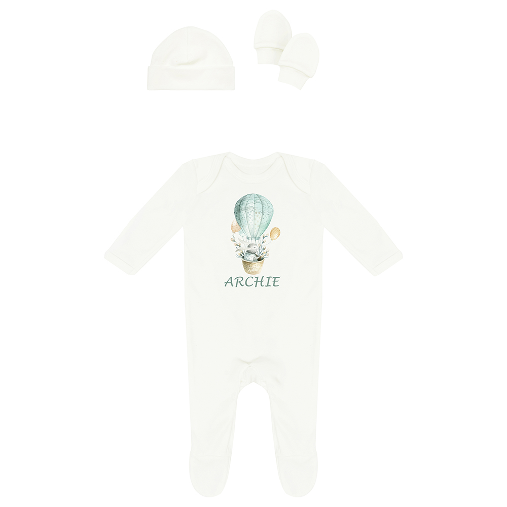 Mini Plum - Personalised Newborn Bunny Baby Set 3 Pieces