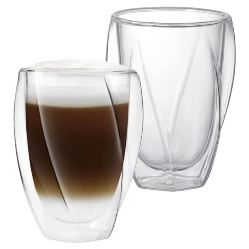 Buy Double Wall Glass Mug With Glass Lid 350 ML, 1CHASE