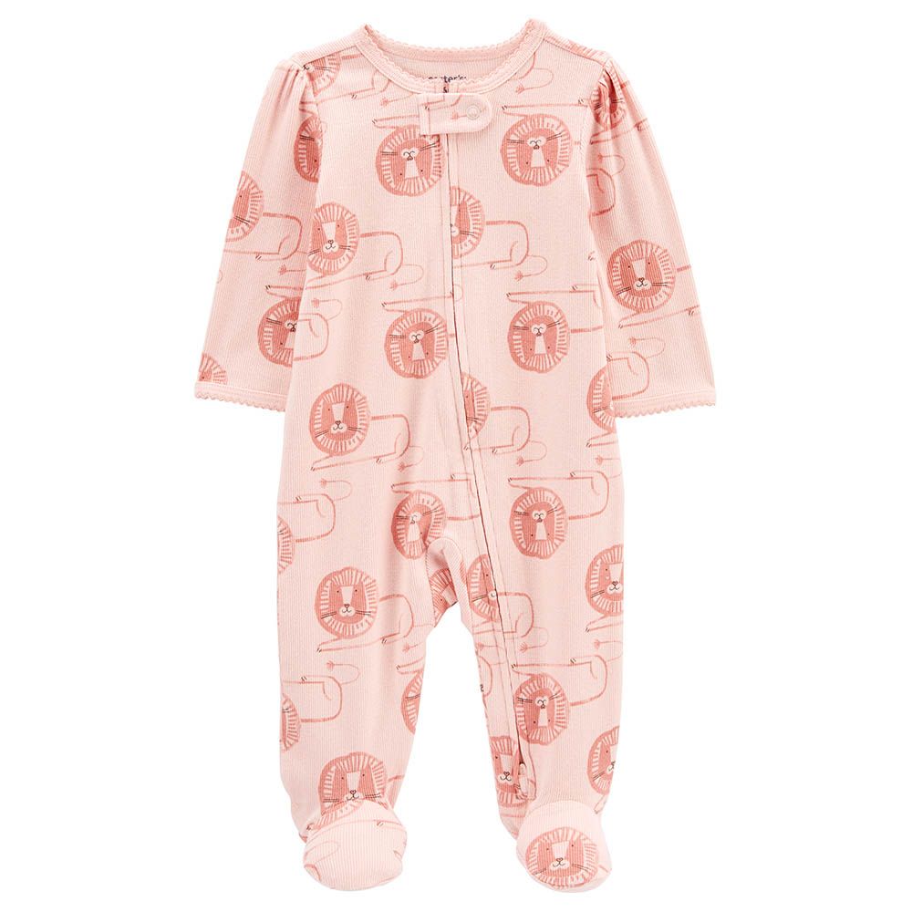 Carters Lion 2 Way Zip Cotton Blend Sleep Playsuit Pink