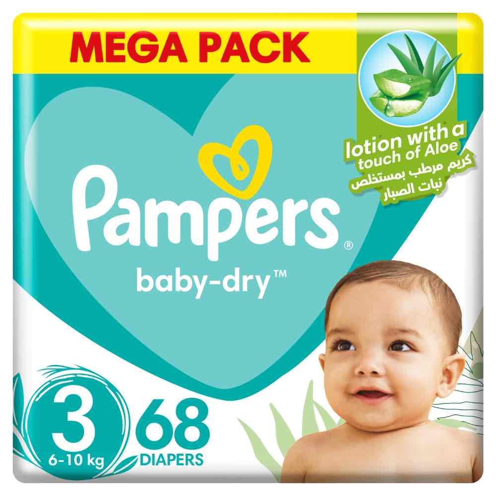 Pampers Baby-Dry Diapers, Size 3, 6-10kg, Up to 100% Leakage