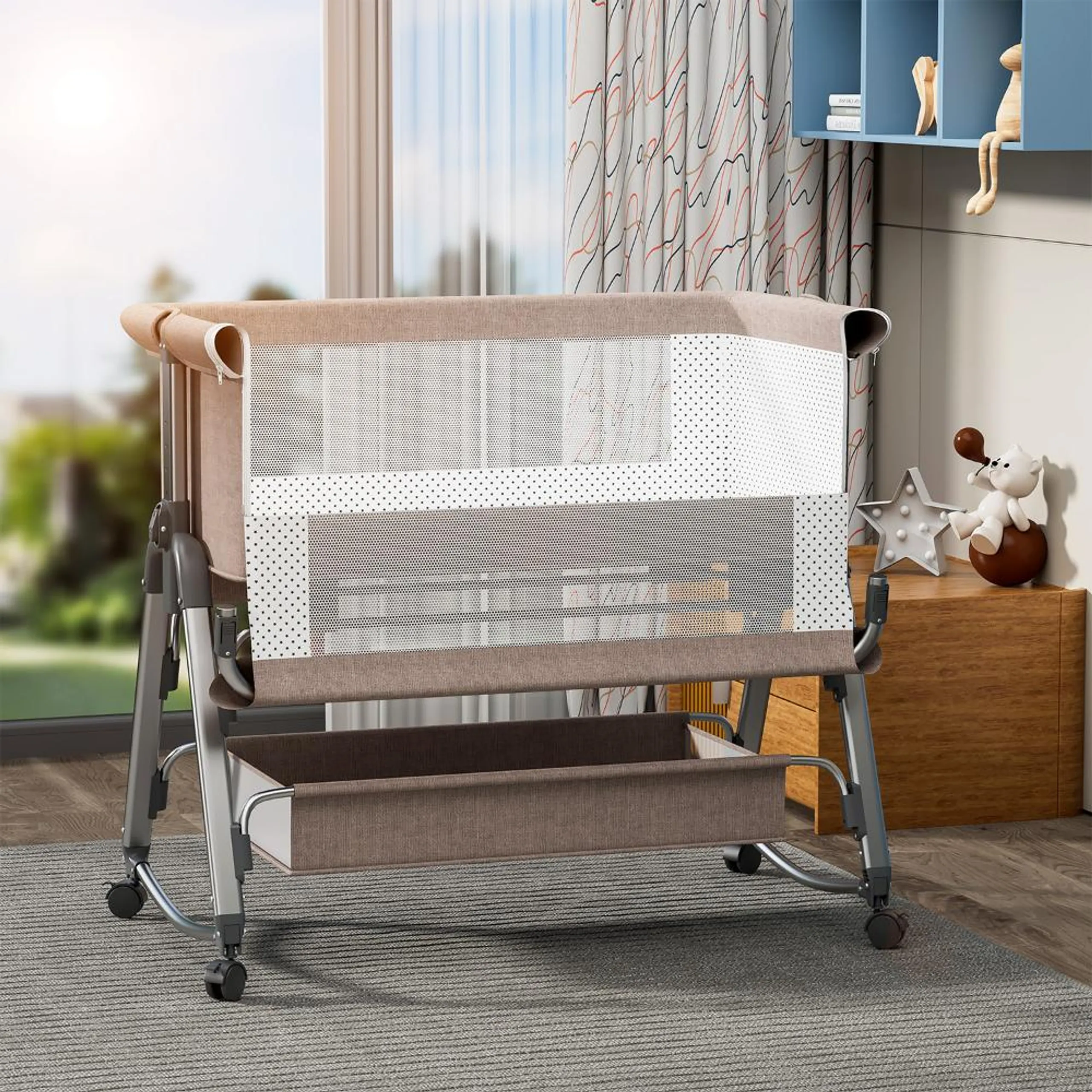 Teknum Bedside Sleepzen 1 Crib - Ivory