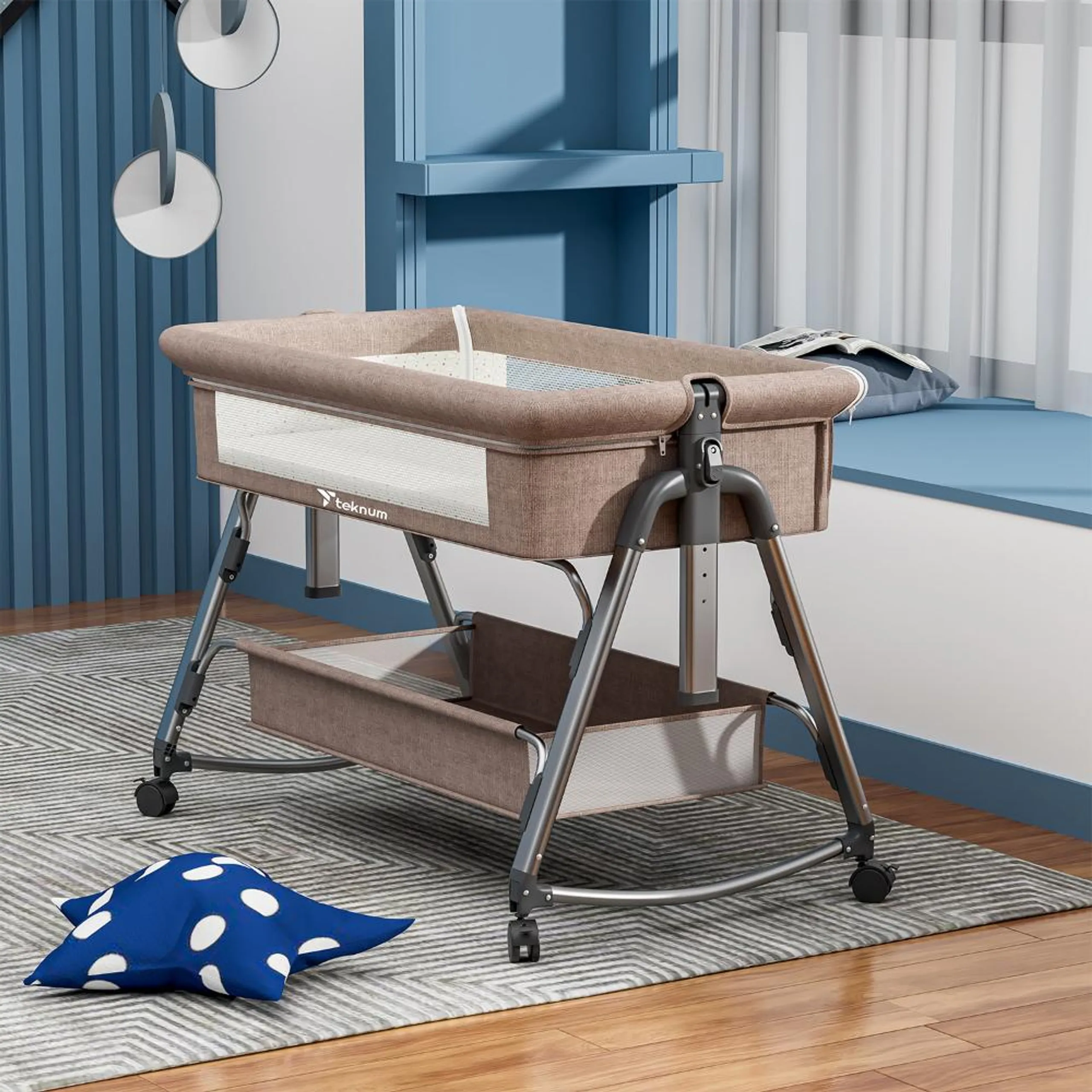 Teknum Bedside Sleepzen 1 Crib - Ivory