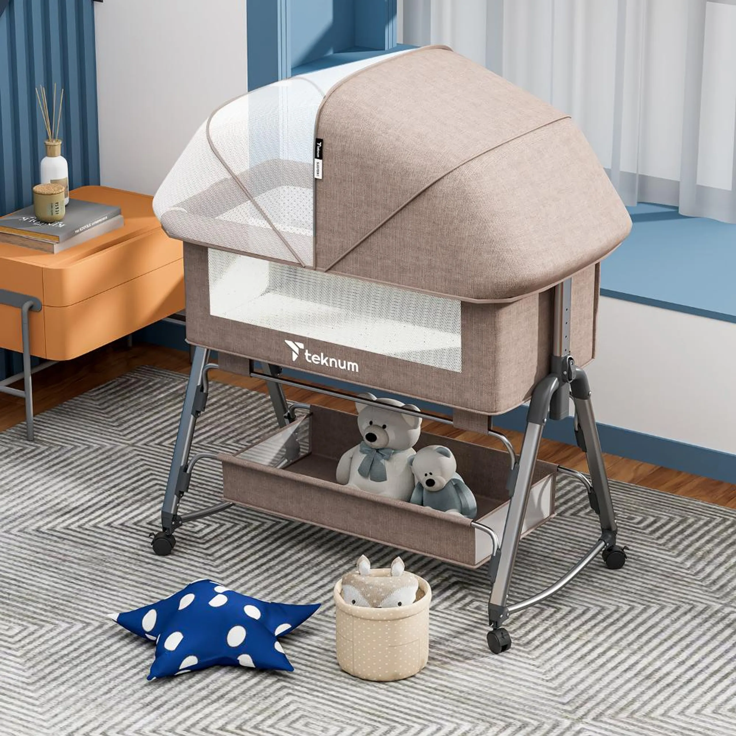 Teknum Bedside Sleepzen 1 Crib - Ivory
