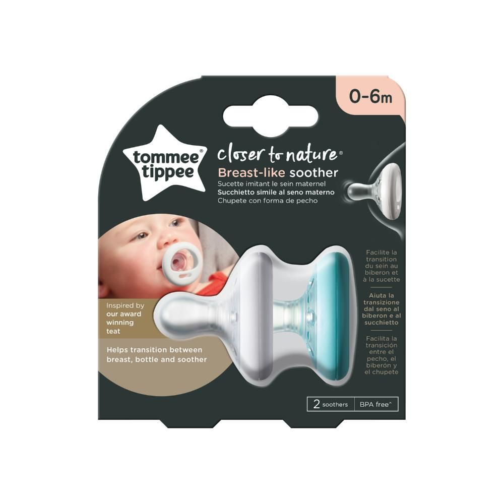 Tommee Tippee Breast-Like Pacifier, Includes Sterilizer Box (0-6m, 2 Count)