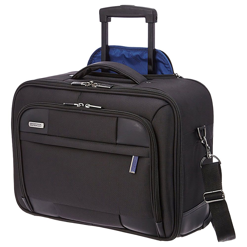 American Tourister Merit Rolling Tote Black Blue