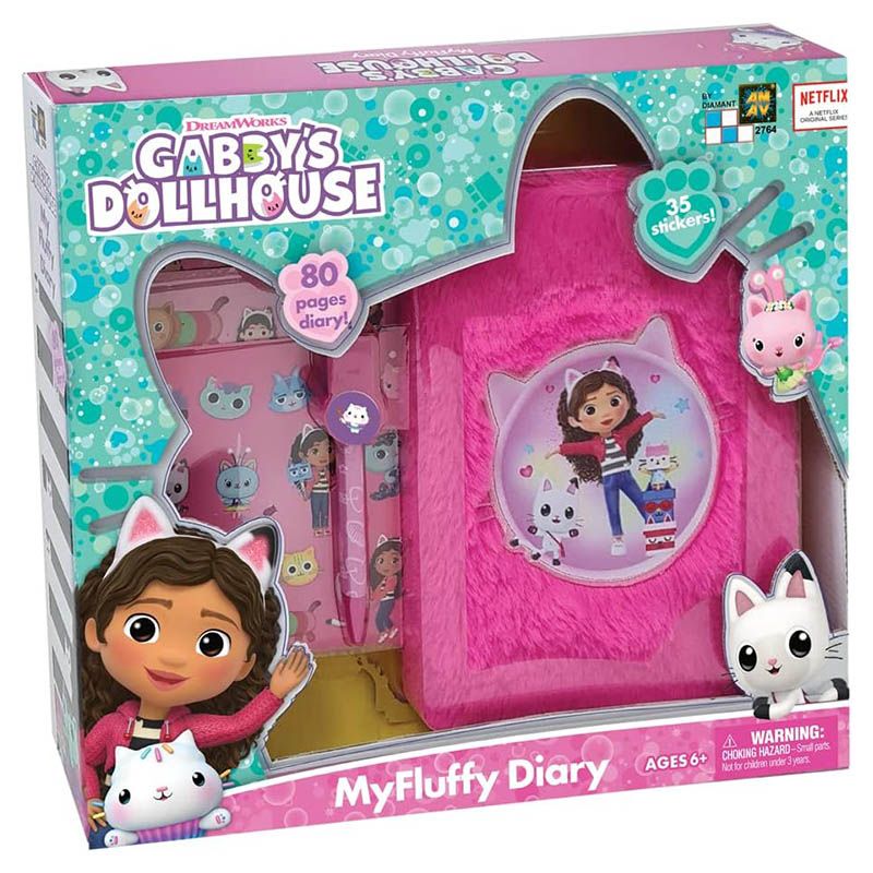 Gabby's Dollhouse - My Fluffy Diary w/ Pen & Stickers