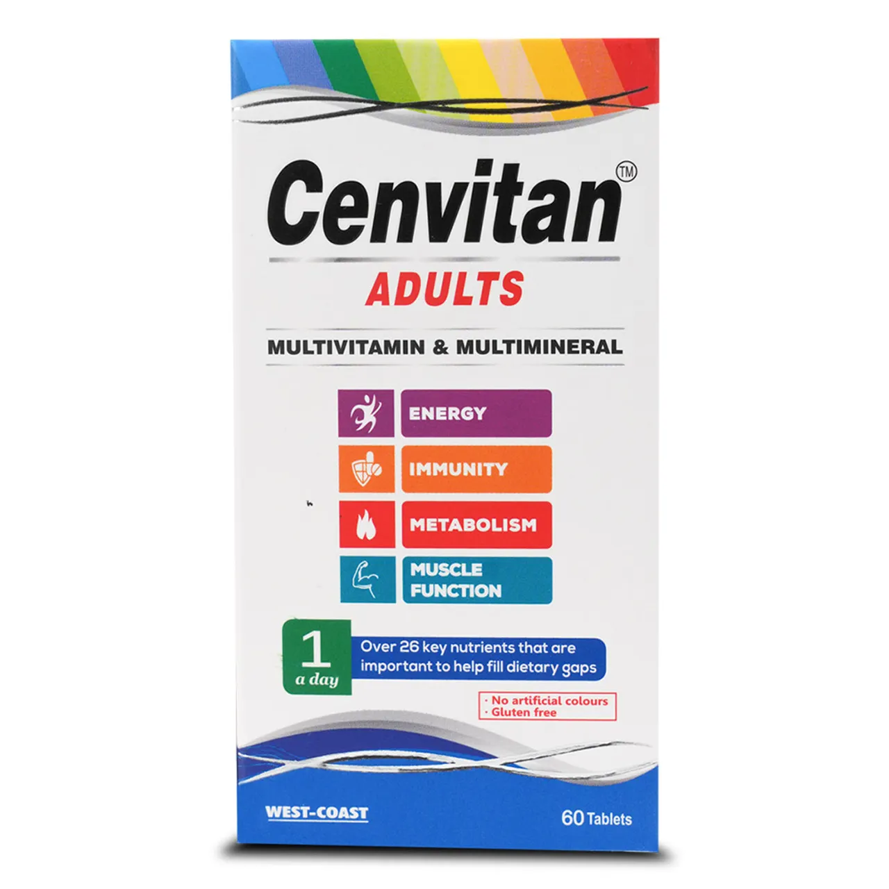 Cenvitan Adults Multivitamin & Multimineral 60 Tablets Complete Daily Food Supplement with Essential Vitamins & Minerals to Support Everyday Nutrition One-a-Day 2-Month Supply