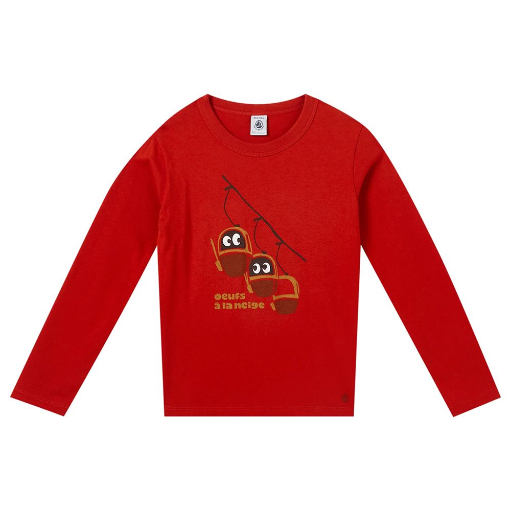 Petit Bateau Boy s Long Sleeves Cotton Shirt Red