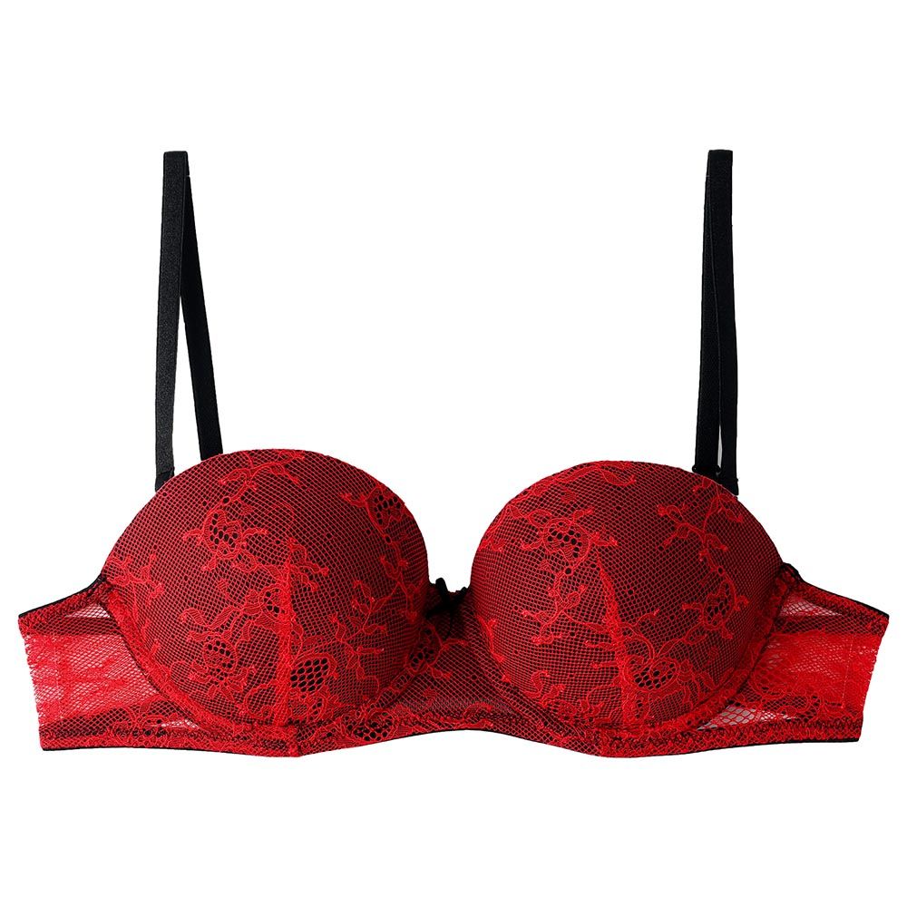 Lacy Dreams - Casual Multiway Push-Up Lace Bra - Red