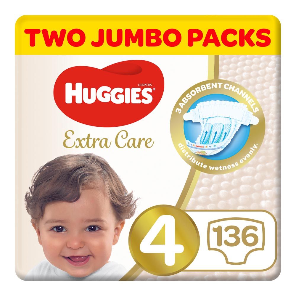 Huggies - Extra Care Size 4 Jumbo Pack 8-14kg 204pcs