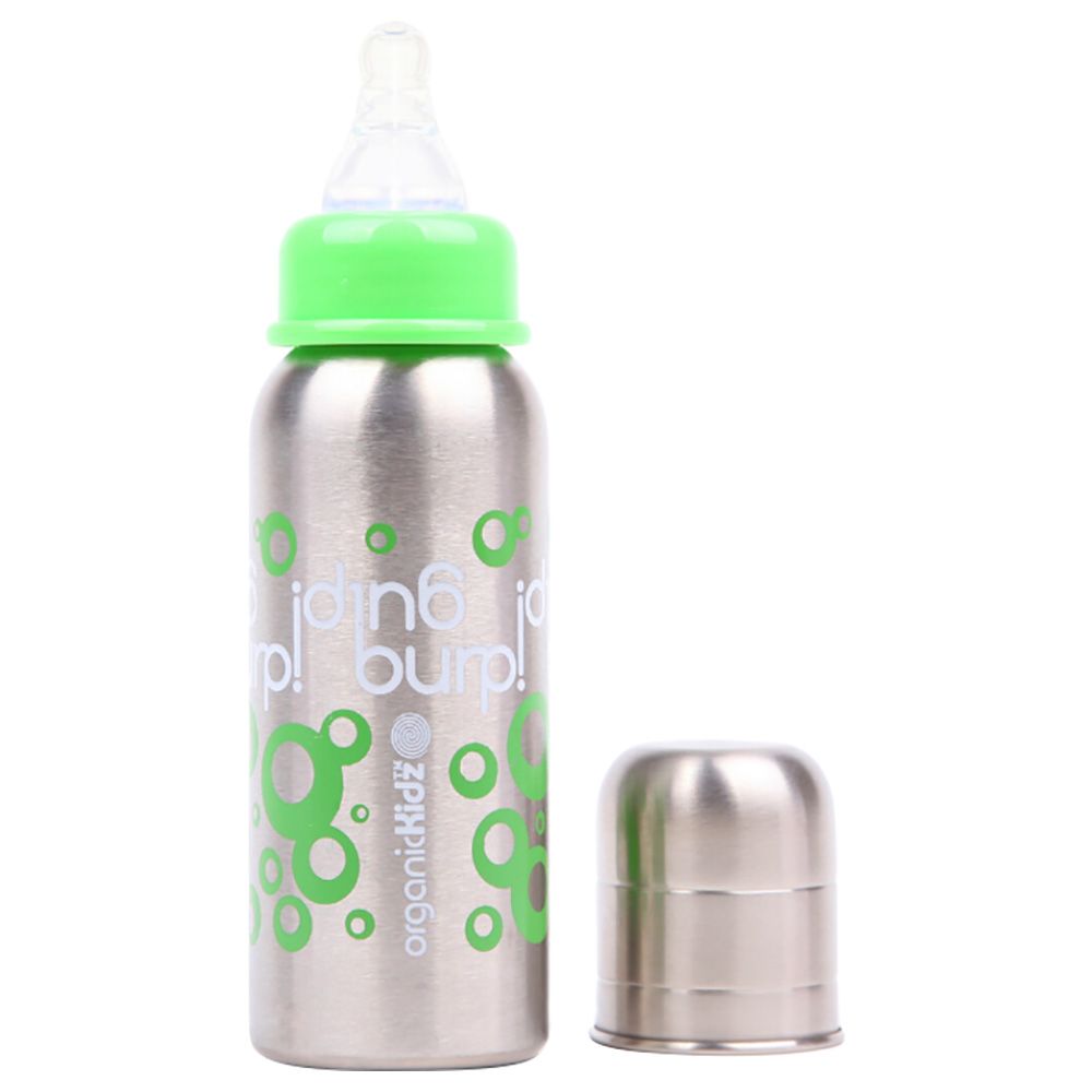 OrganicKidz Stainless Steel Wide Mouth 6M+ Baby Bottle Fast Flow