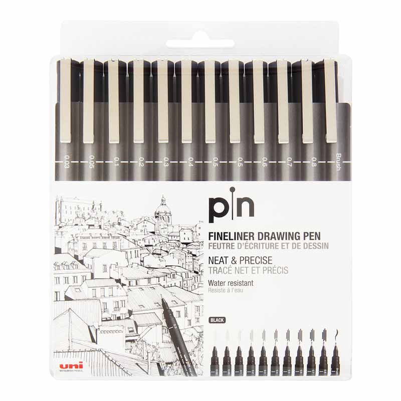 12pcs Fineliner Ink Pens, Black Micro Fine Point Drawing Pens