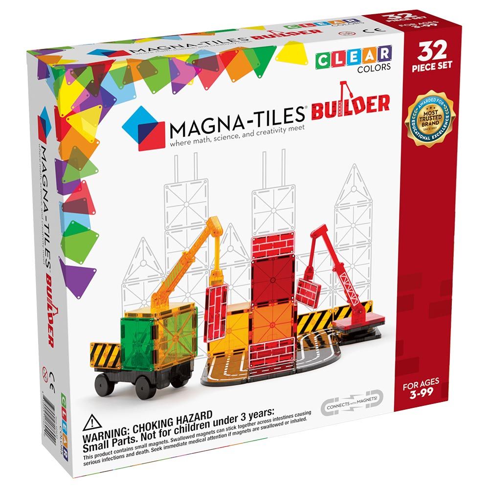 GEOMAG Magnetic Toys, Magnets for Kids, 32 Pieces, Magicube Shapes World  Set