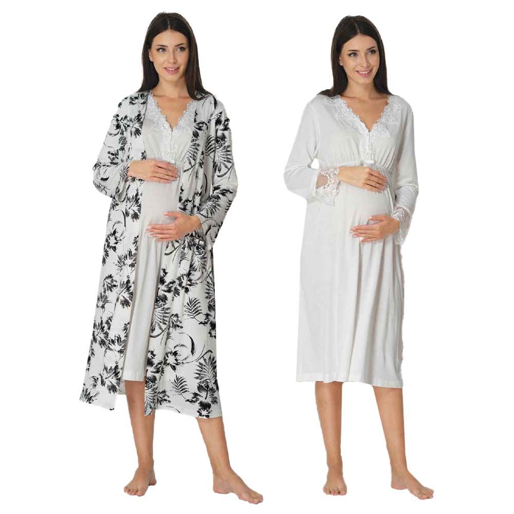 Buy MomToBe Women's Cotton Blend Maxi Maternity Nighty/Feeding Nighty/Pregnancy  Night Gown/A-Line Nursing Nighty with Zippers for Nursing Pre and Post  Pregnancy - (2001mtbgrnflrfn-Free_Green_Free Size) at Amazon.in