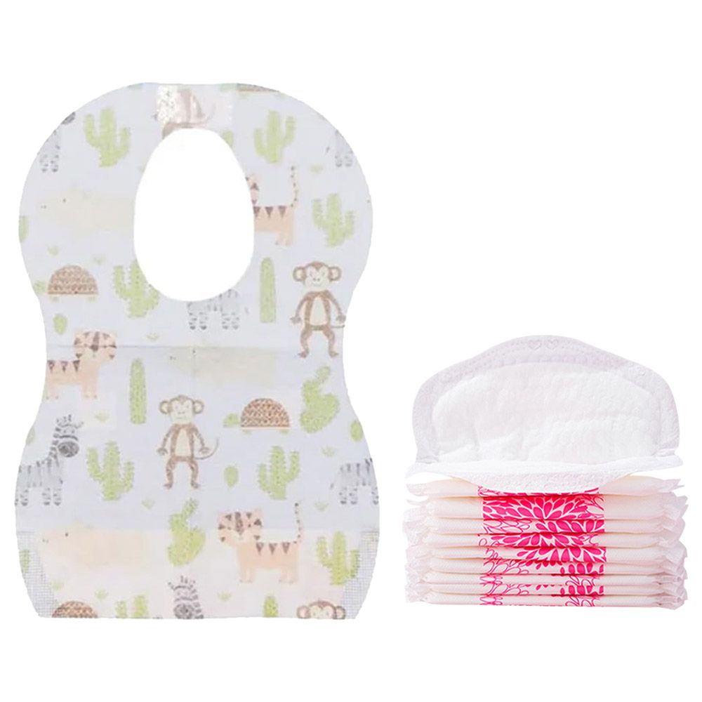 Star Babies - Disposable Bibs 10pcs With Breast Pad 10pcs - Animal