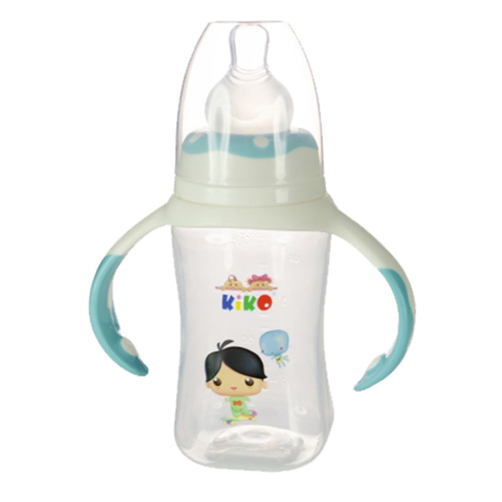 Kiko - Feeding Bottle With Silicone Nipple - Blue/Clear - 125 ml