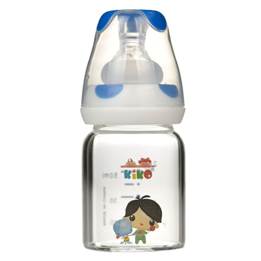 Kiko - Glass Feeding Bottle - Blue - 60 ml