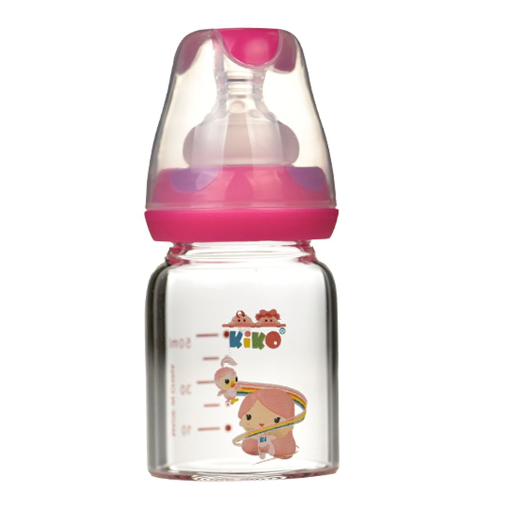 Kiko - Glass Feeding Bottle - Pink - 60 ml