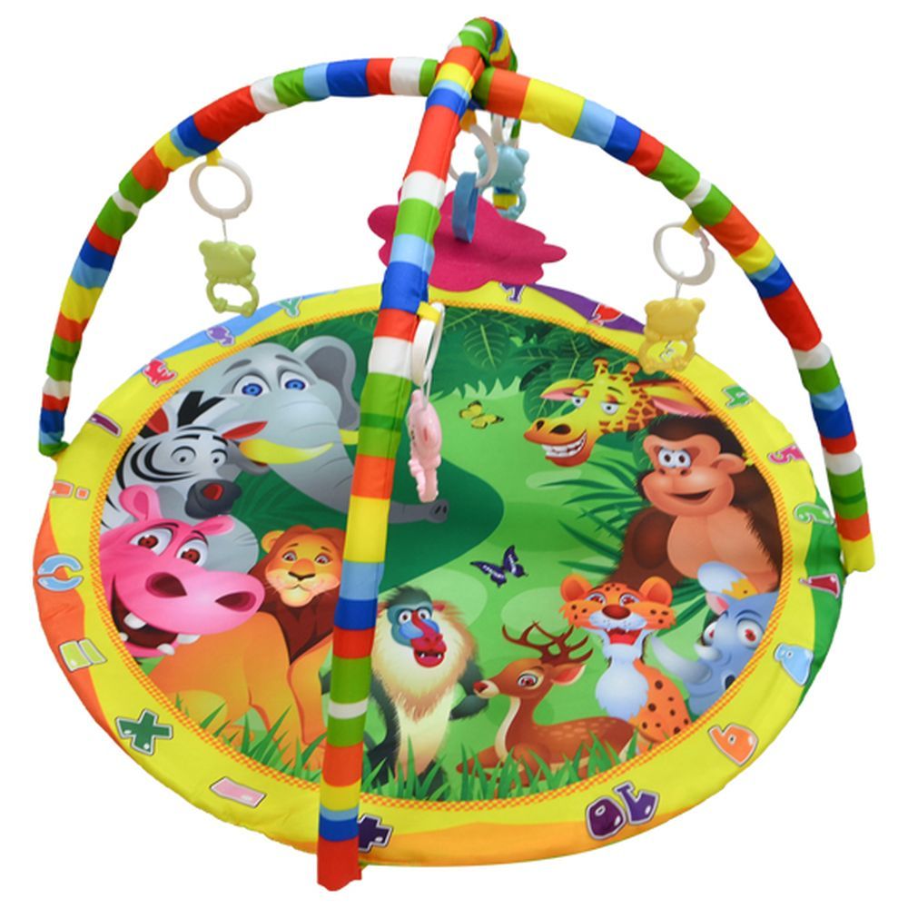 كيكو - حصيرة لعب للأطفال مع ألعاب - دائري - أصفر