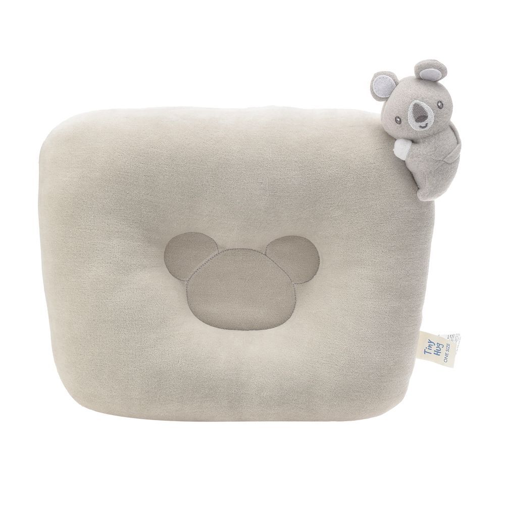 Tiny Hug - Newborn Baby Square Pillow - Grey