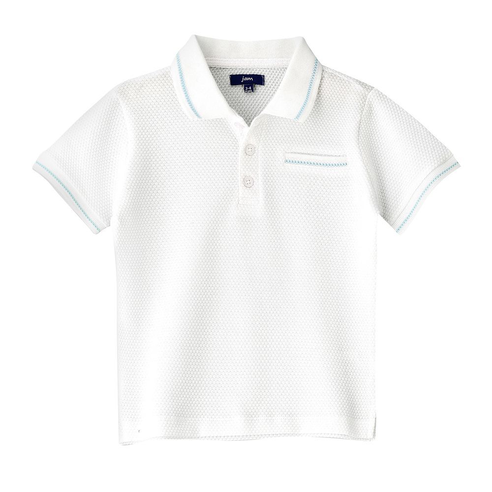 Jam - Boys' Textured Cotton Polo Shirt - White