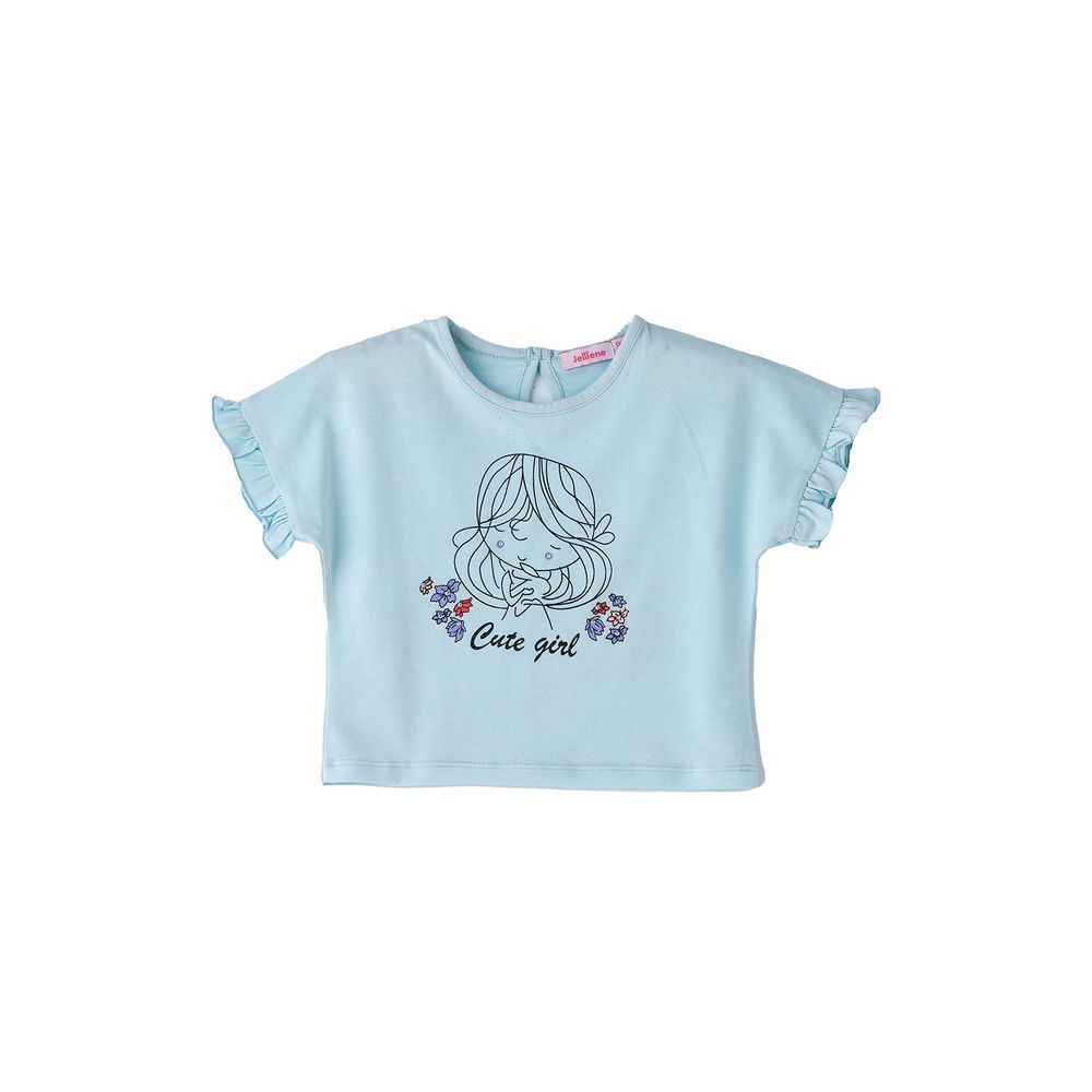 Jelliene - Girls "Cute Girl" T-shirt - Light Blue