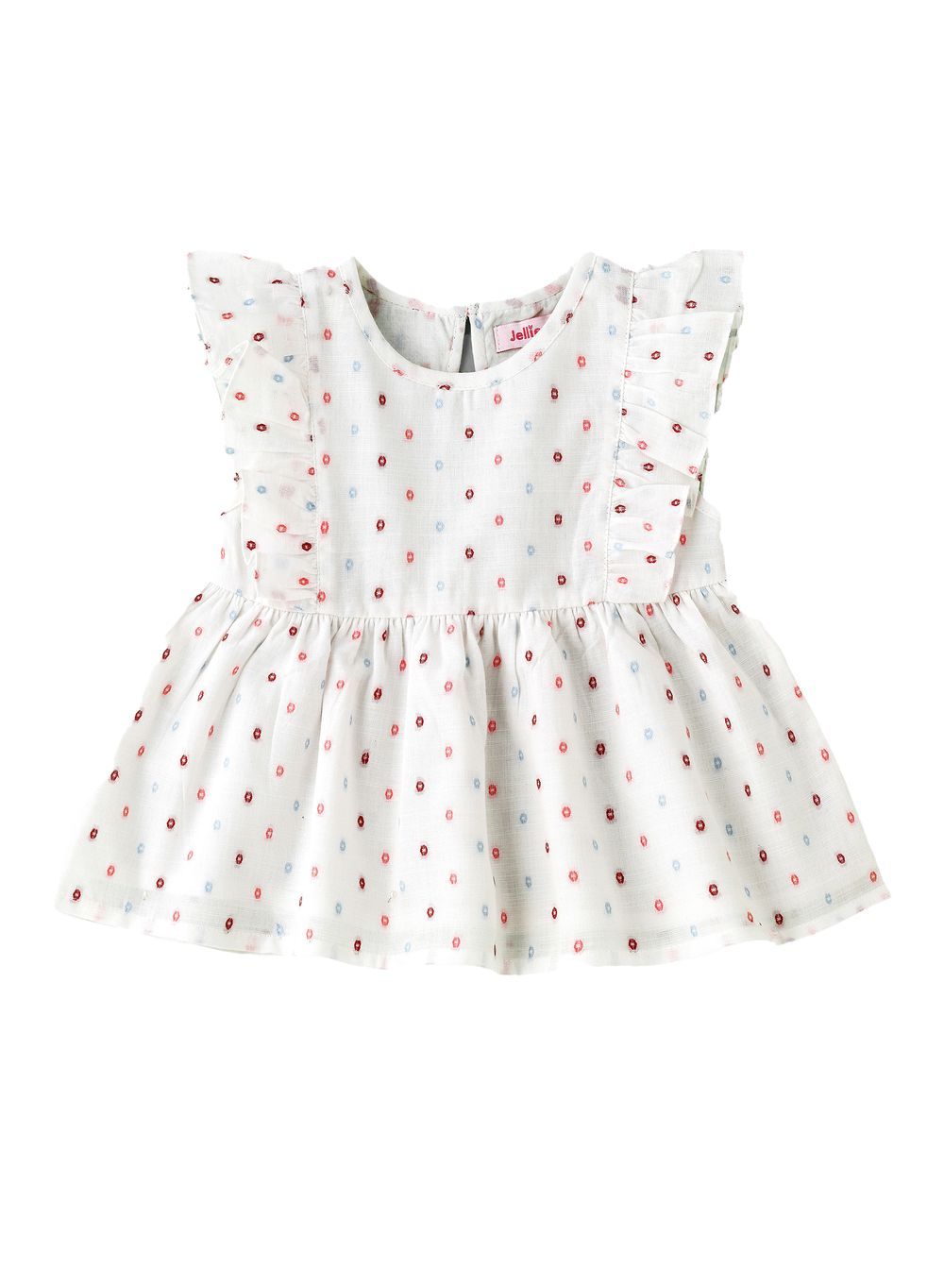 Jelliene - Girl's Woven Floral Top - White