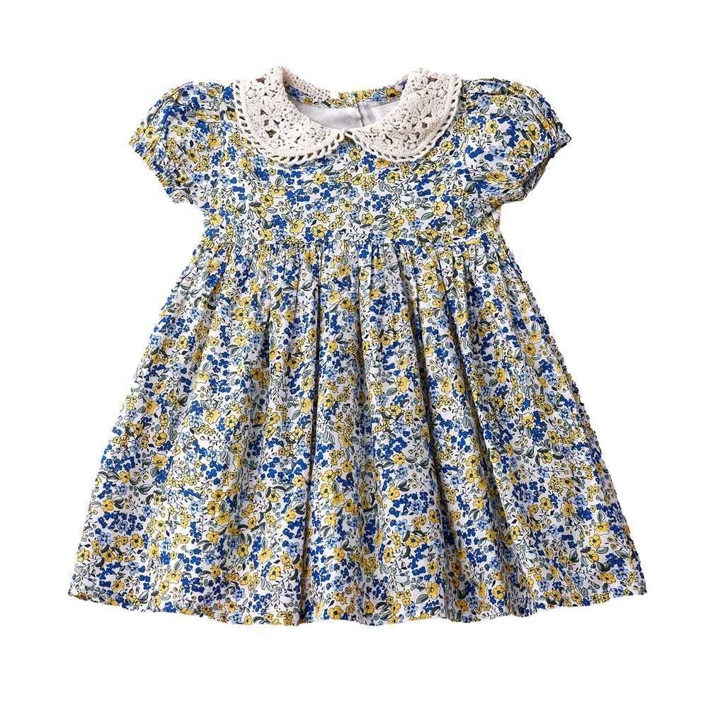 Jelliene - Infant Girls' Floral Dress With Crochet Collar