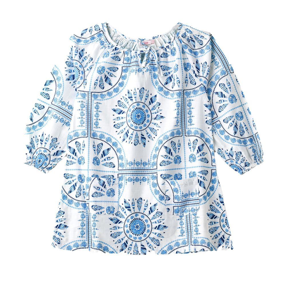 Jelliene - Girl's Geometric Pattern Top - Blue