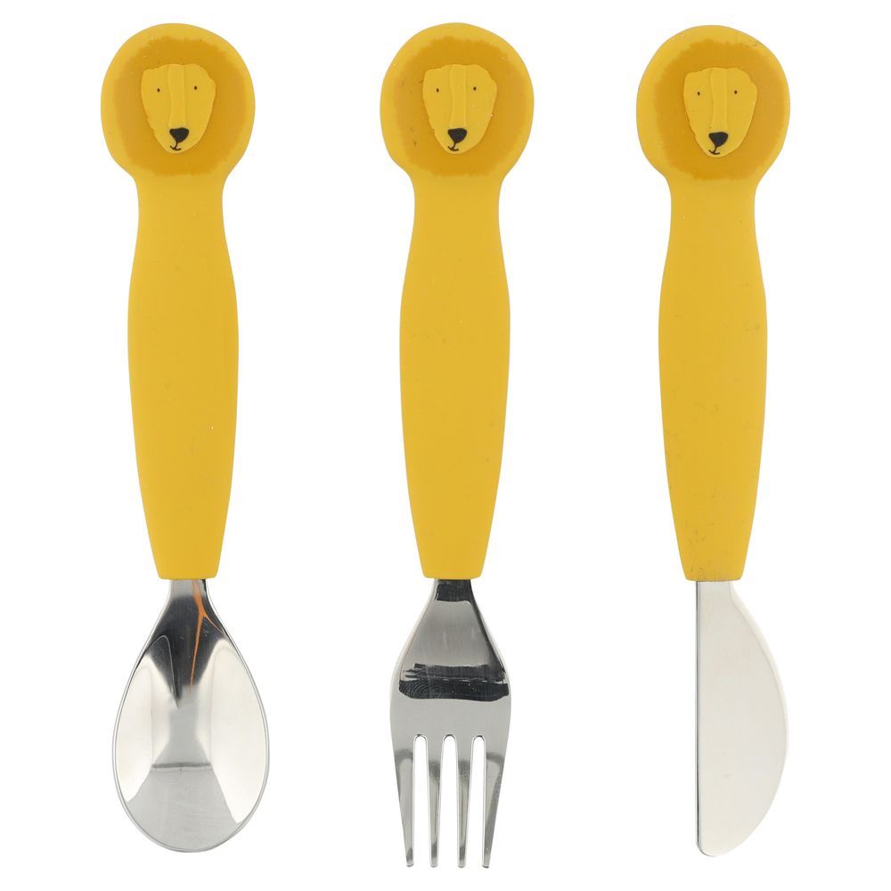 Trixie - Stainless Steel Cutlery Set W/Silicone Handle - Mr. Lion