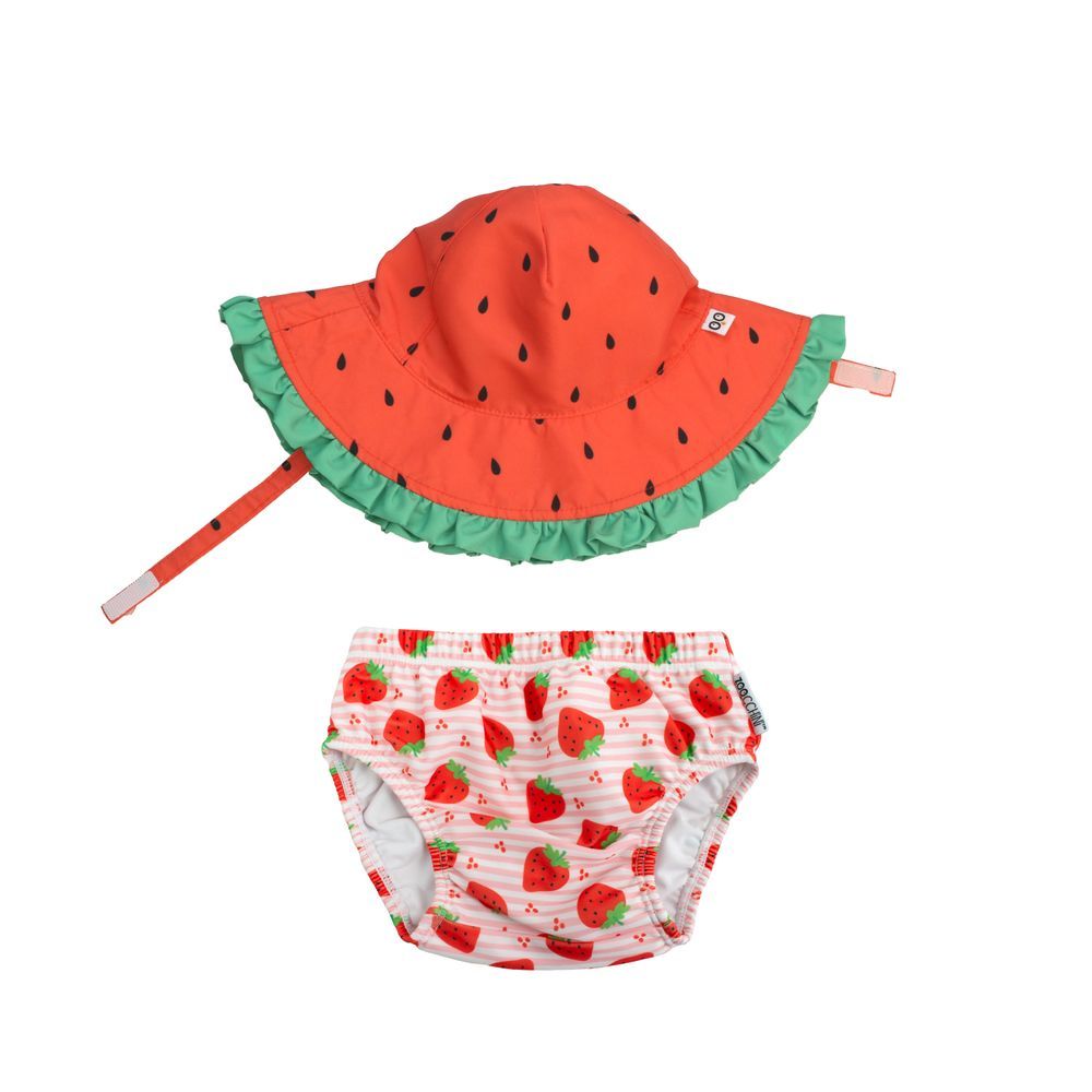Zoocchini - Baby Swim Diaper & Sun Hat - Strawberry Delight