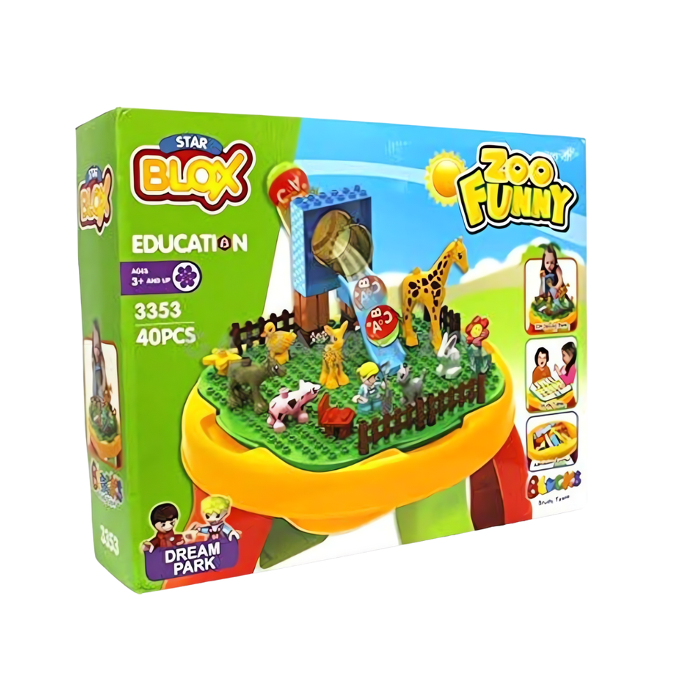 Stem - 2-In-1 Zoo Building And Study Table Set - 40pcs