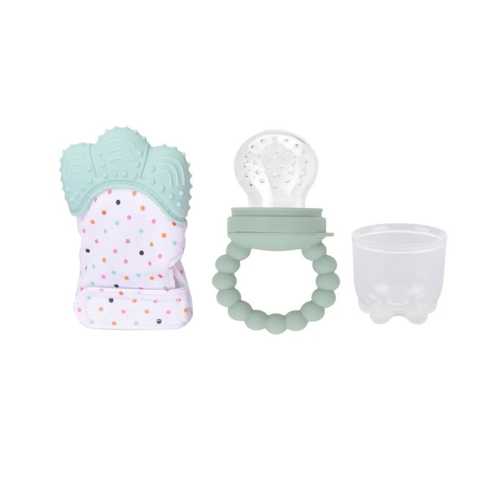 Pikkaboo - Chew & Feed Teether With Fruit Pacifier Duo - Mint