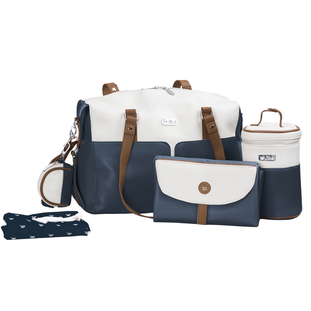 Jikel - Diaper Bag W/ Changing Mat & Bottle Storage - Navy Blue