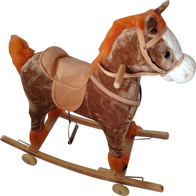 Factual Toys - Kids Rocking Horse With Wooden Wheels - Brown