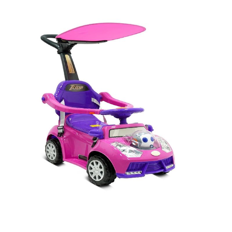 Factual Toys - Kid's Ride-On Push Car With Handle Bar & Sun Canopy - Pink
