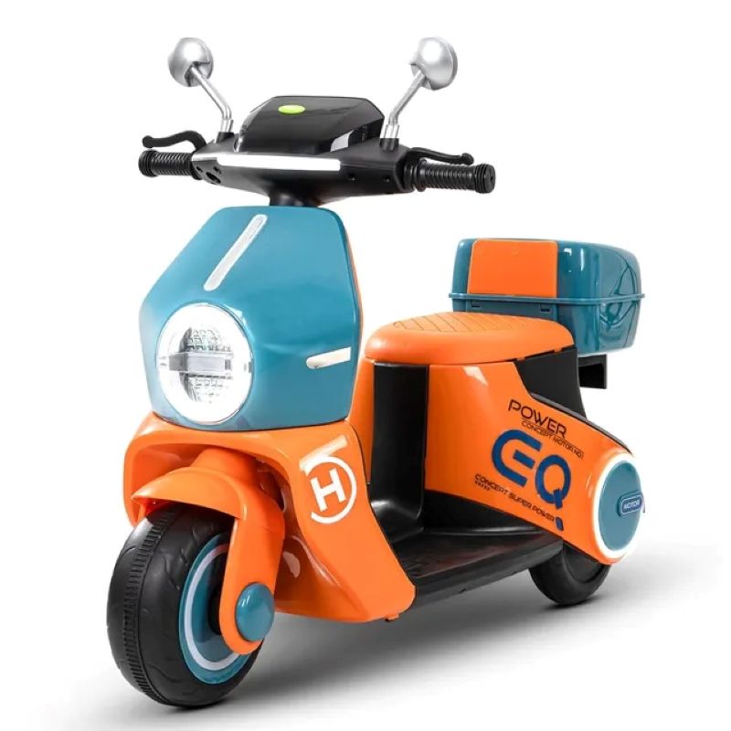 Factual Toys - Kids Ride On Scooty Bike With Light And Music - 6V - Blue/Orange