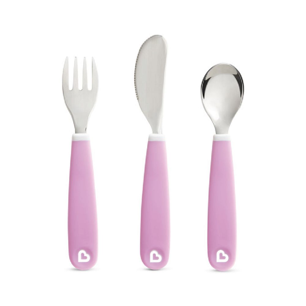 Munchkin - Splash Toddler Fork, Knife & Spoon Set, Purple 18m+