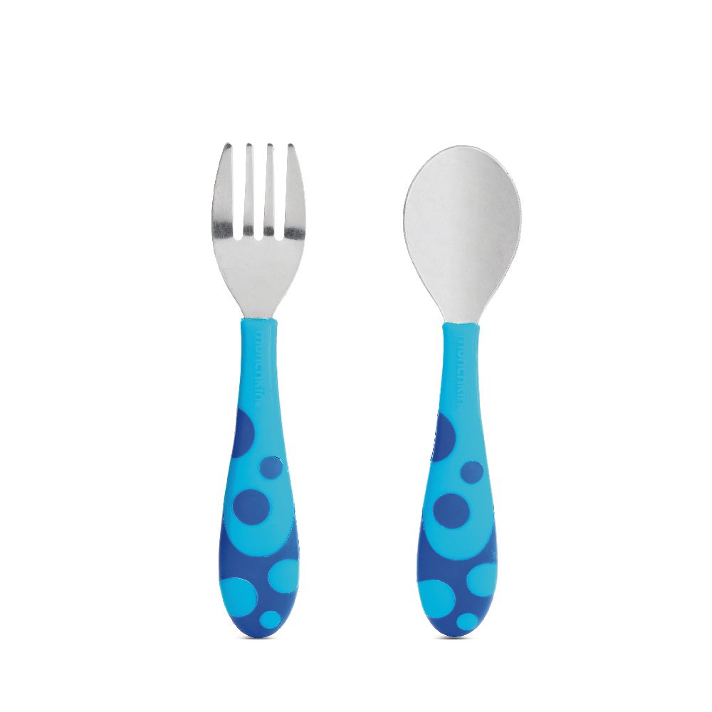 Munchkin - Toddler Fork & Spoon 12m + - Blue - Pack of 2